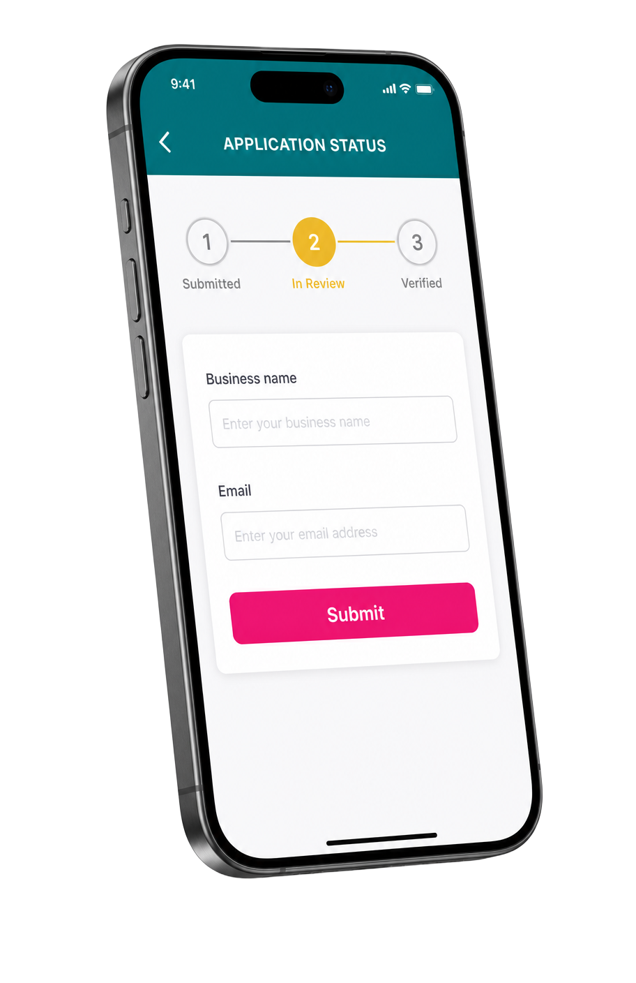 WeBBi app Register and track screen